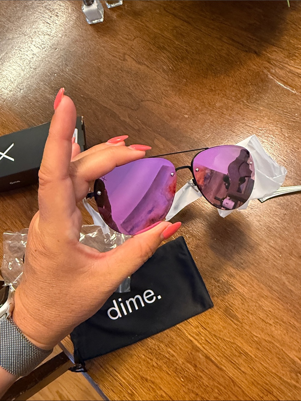 NWT Dime Pink Mirrored Sunglasses - Picture 6 of 8